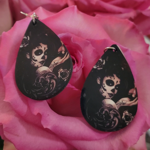 Day of the Dead Teardrop Earrings - Picture 13 of 15